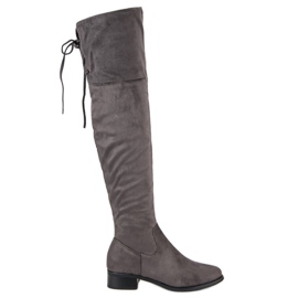 Queen Vivi Botas sobre la rodilla de ante gris