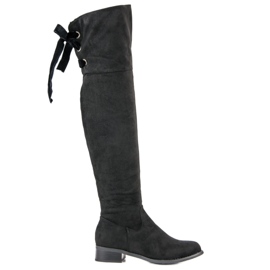 Queen Vivi Botas de gamuza hasta el muslo negro