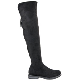 Botas por encima de la rodilla con cremallera decorativa negro