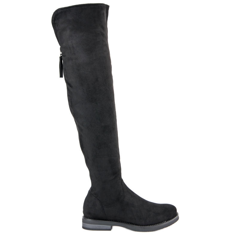 Botas por encima de la rodilla con cremallera decorativa negro
