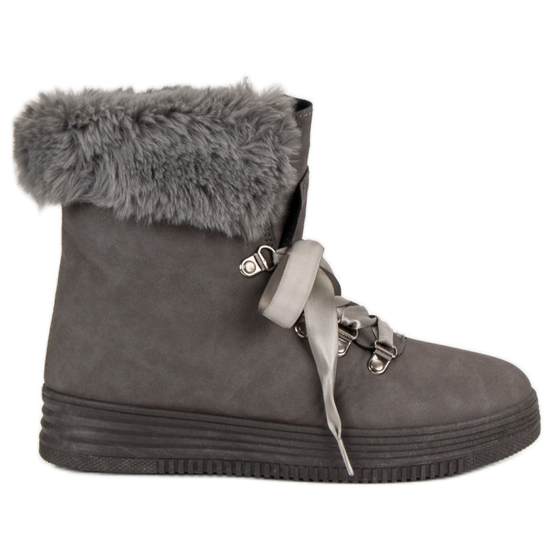 Botas de nieve grises con piel Botas de nieve grises con piel
