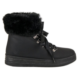 Botas de nieve negras con pelo negro