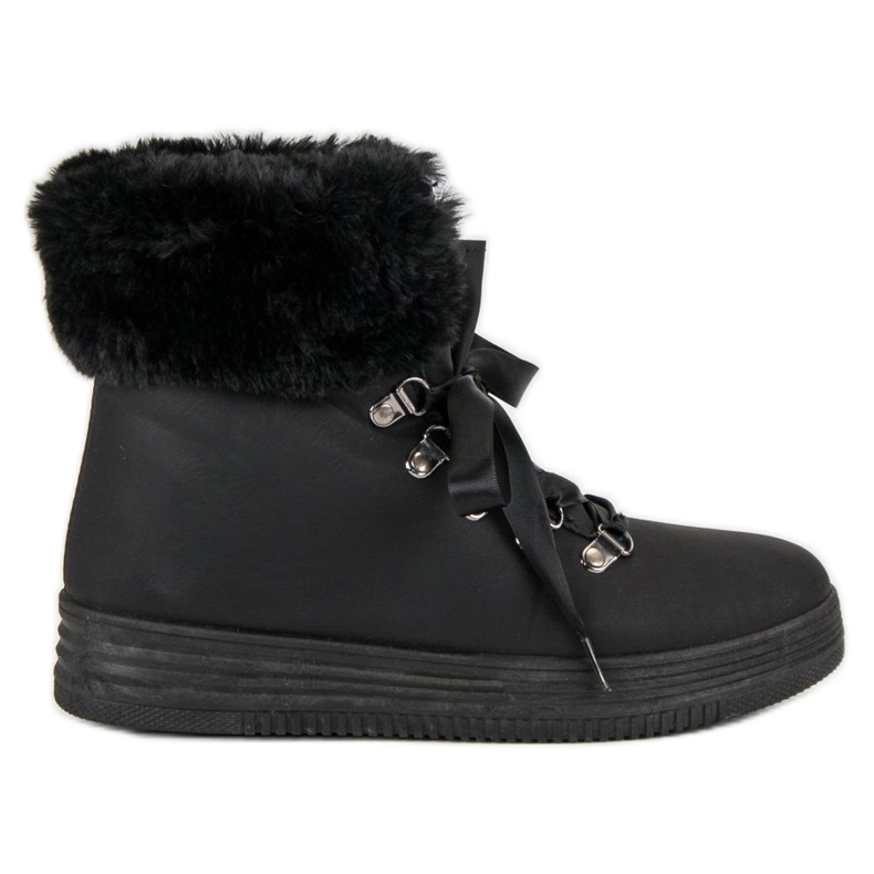 Botas de nieve negras con pelo negro