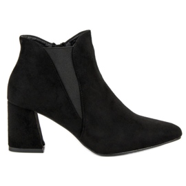 Belle Women Botines de ante en el poste negro