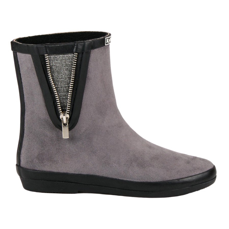 Kylie Chanclos de gamuza con cremallera decorativa gris