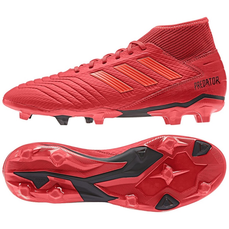 Botas de fútbol adidas Predator 19.3 Fg M BB9334 multicolor rojo Botas de fútbol adidas Predator 19.3 Fg M BB9334 multicolor rojo