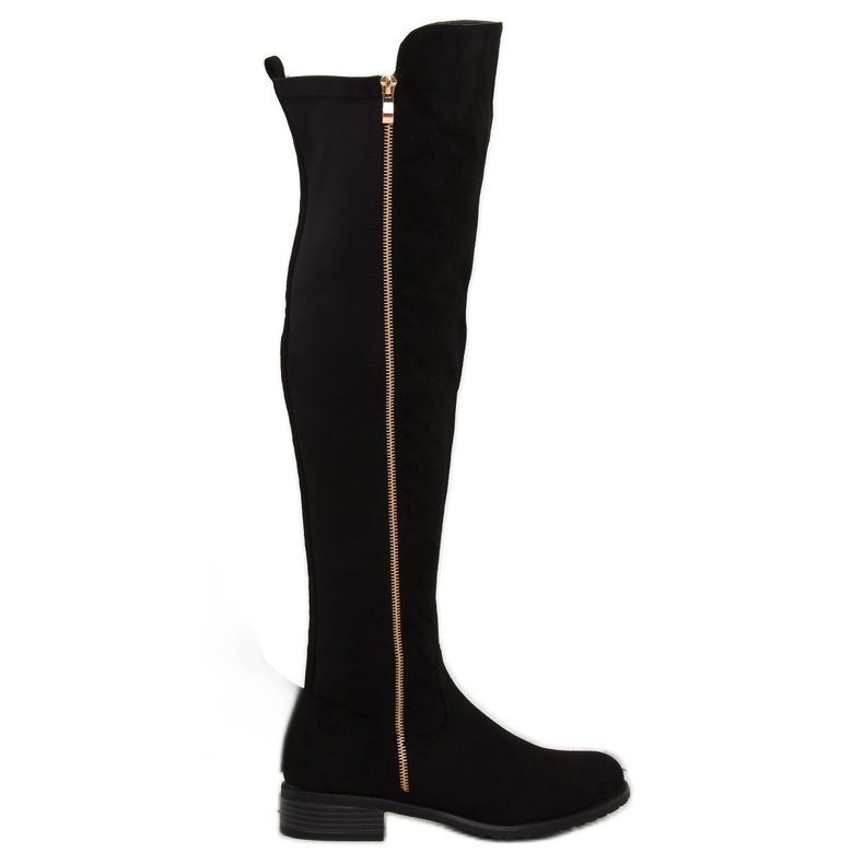 Botas por encima de la rodilla con parte superior flexible negra DA01P Black negro Botas por encima de la rodilla con parte superior flexible negra DA01P Black negro