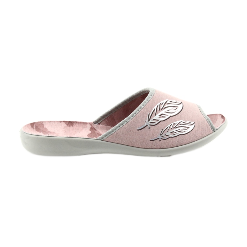 Zapatillas mujer befado 254D098 pantuflas gris rosado