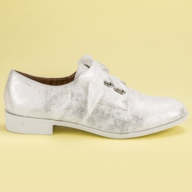 Juliet Zapatos brogues atados blanco gris