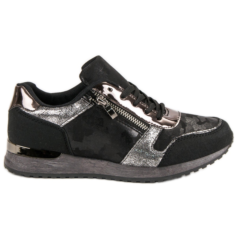 Calzado deportivo con cremallera decorativa negro gris