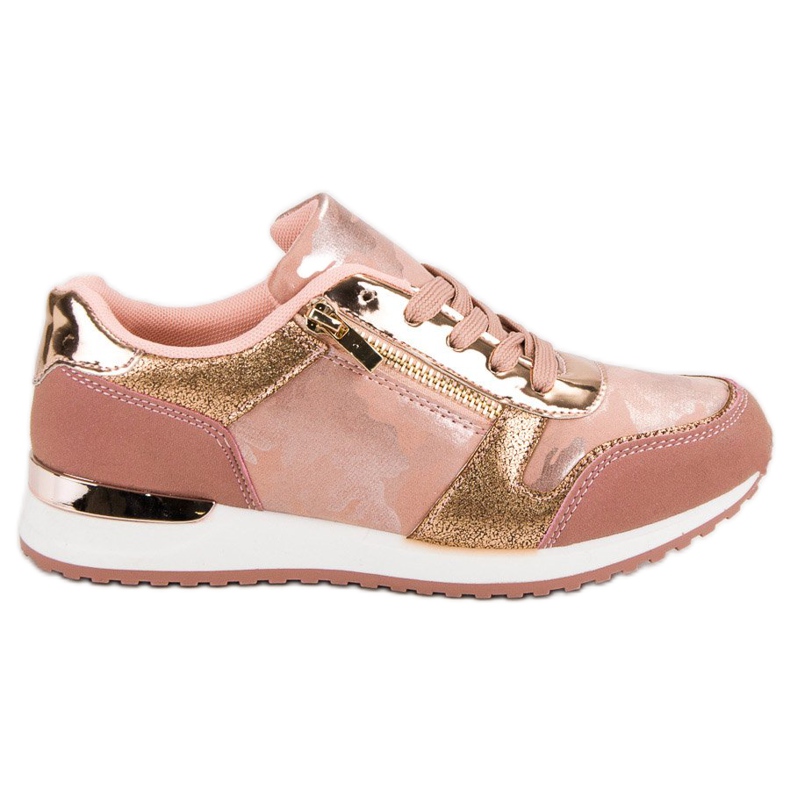 Calzado deportivo con cremallera decorativa amarillo rosado