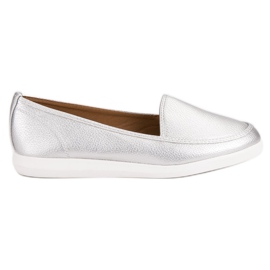 Mocasines plateados gris