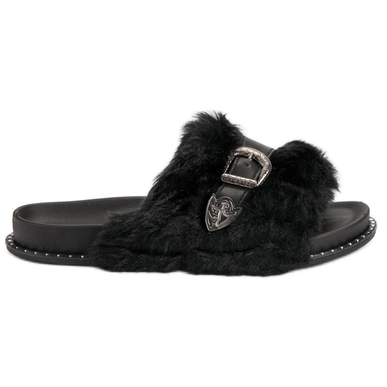 Chanclas de moda con piel negro
