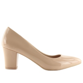 Zapatos con tacón ancho beige B-58 Beige