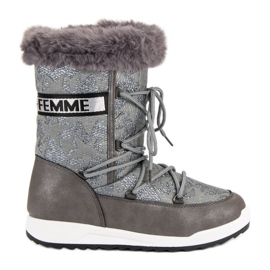 Botas altas para la nieve gris