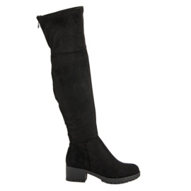 Super Me Botas de muslo en la plataforma negro