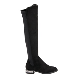 Super Me Botas de tacón plano negro