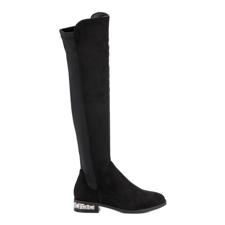 Super Me Botas de tacón plano negro