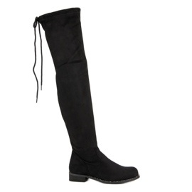 Super Me Botas por encima de la rodilla de moda negro