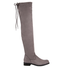 Super Me Botas por encima de la rodilla de moda gris