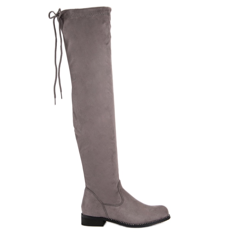 Super Me Botas por encima de la rodilla de moda gris