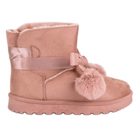 Mukluki rosa con pompones