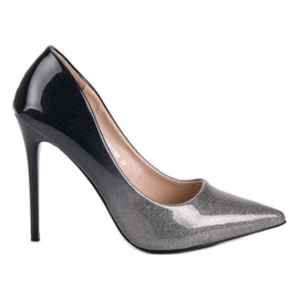 Small Swan Tacones altos lacados de moda negro gris