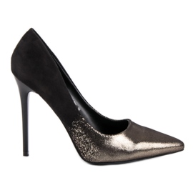 Small Swan Tacones altos sexy negro amarillo