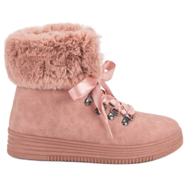 Botas de nieve rosa con piel
