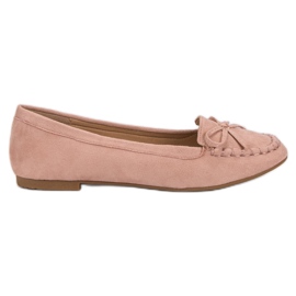 Small Swan Mocasines rosas con lazo rosado
