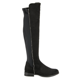 Bestelle Botas de tacón plano negro