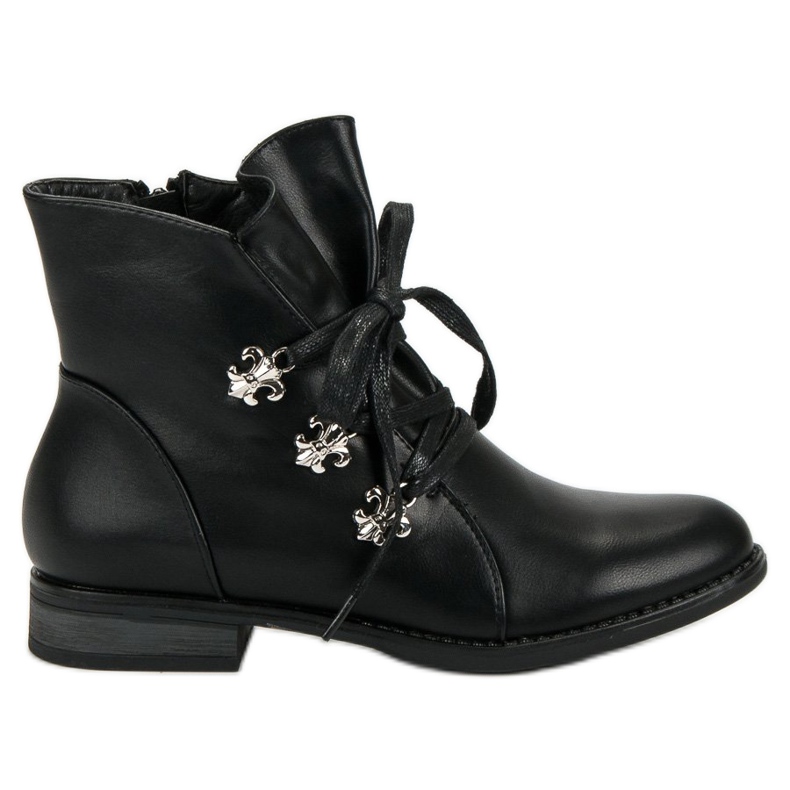 Weide Botas negras de tacón plano negro Weide Botas negras de tacón plano negro