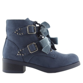 Botas Cordones Con Lazos azul marino C-7101 Denim
