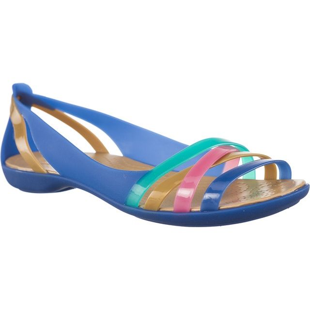 Crocs Isabella Huarache 2 Flat W Azul Jean Oro