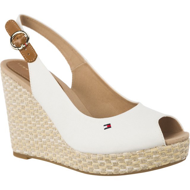 Tommy Hilfiger Sencilla Elena Basic Sling Back 121 Whisper White blanco marrón