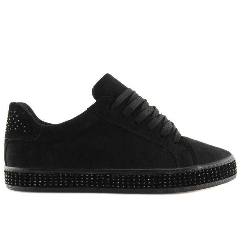 Negro BS098 Zapatillas negras con piedras Negro BS098 Zapatillas negras con piedras