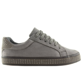 Gris BS098 Zapatillas grises con piedras