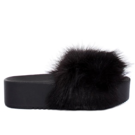 Black CK77P Pantuflas de piel negras negro