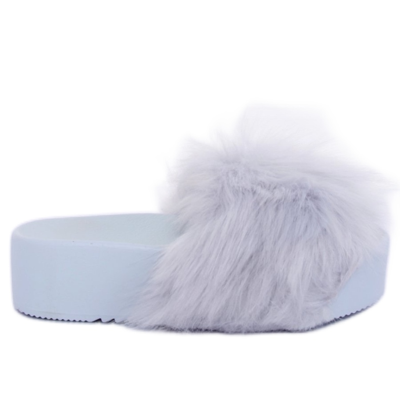 Gris CK77P Pantuflas grises con pelo