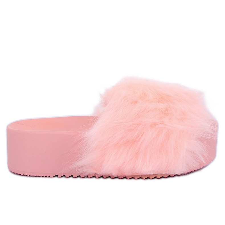 Pink CK77P Pantuflas rosas con pelo rosado Pink CK77P Pantuflas rosas con pelo rosado