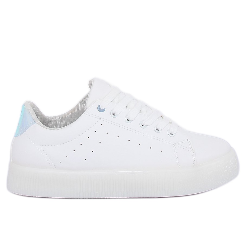 Blanco LA38P Zapatillas blancas con suela alta azul Blanco LA38P Zapatillas blancas con suela alta azul