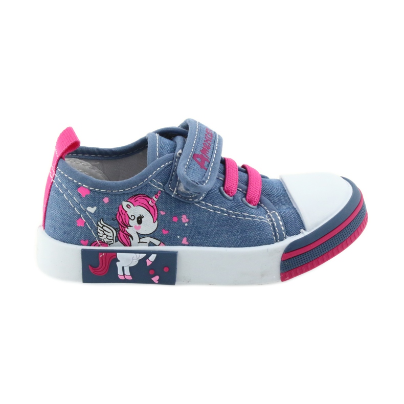 Zapatillas de niño American Club azul con velcro 28/19 rosado