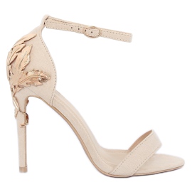Sandalias de tacón beige 708-18 Beige