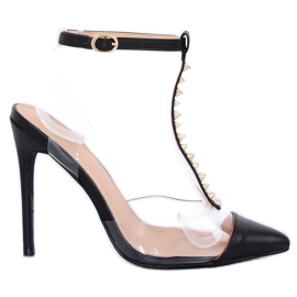Zapatos de salón en un negro transparente KK06 Negro