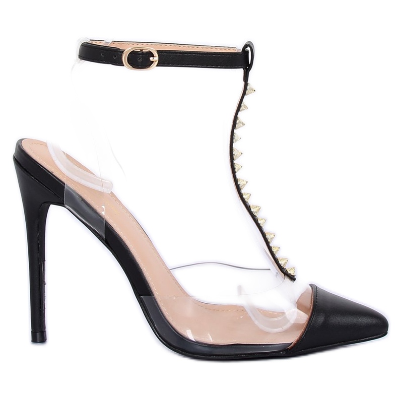 Zapatos de salón en un negro transparente KK06 Negro