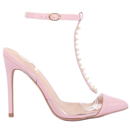 Zapatos de salón con tacón transparente rosa KK06 Rosa rosado