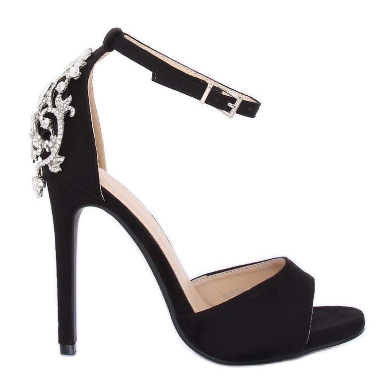 Sandalias de tacón con piedras negro 9509-502 Negro
