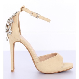 Sandalias de tacón con piedras beige 9509-502 Beige