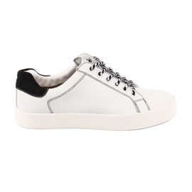 Zapatillas de cuero azul/azul marino de caprice para mujeres empatadas 23203 blanco