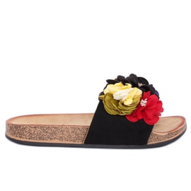 Pantuflas negras de mujer negras P-848 Black negro multicolor